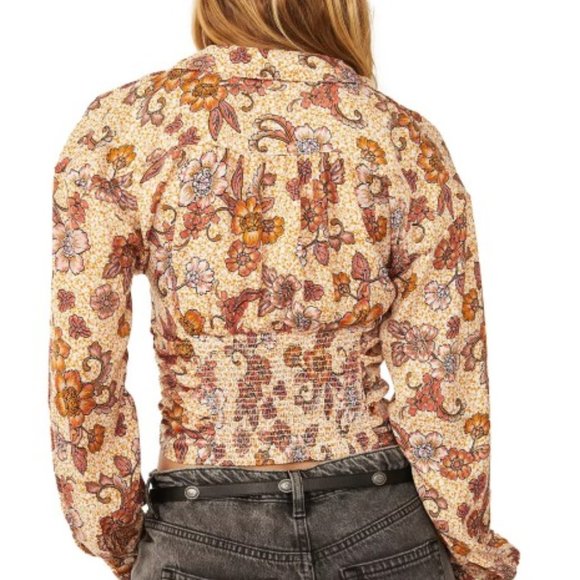 Free People I Got You Floral Print Smocked Crop Top - Picture 4 of 13